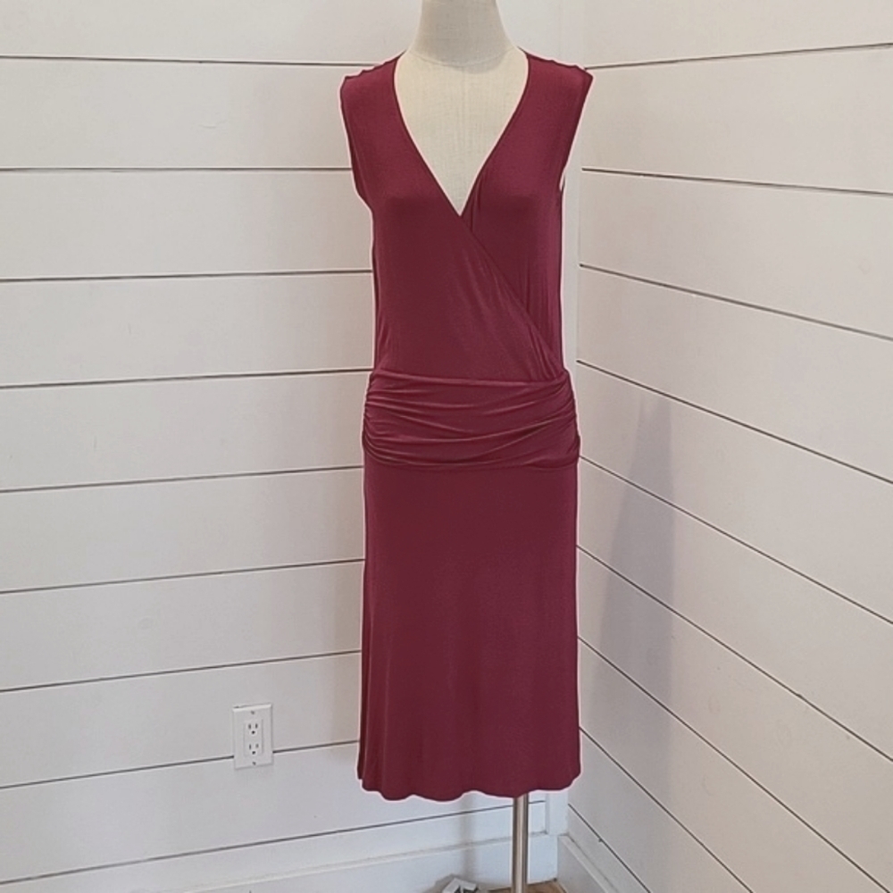 NEWPORT NEWS small faux wrap midi dress dropped waist